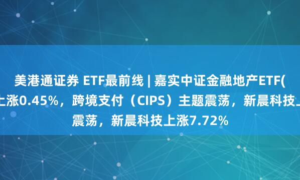 美港通证券 ETF最前线 | 嘉实中证金融地产ETF(512640)上涨0.45%，跨境支付（CIPS）主题震荡，新晨科技上涨7.72%