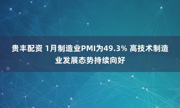 贵丰配资 1月制造业PMI为49.3% 高技术制造业发展态势持续向好